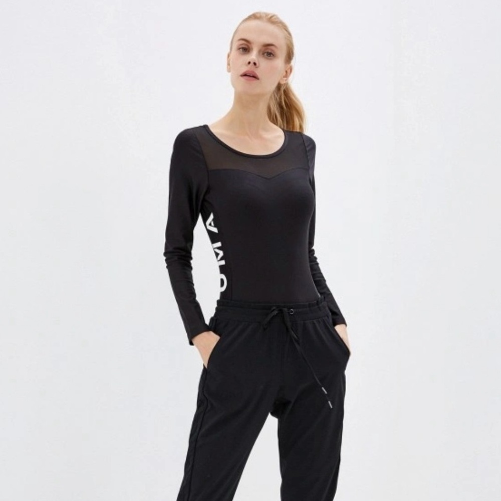Puma XTG Sweetheart Mesh Panel Logo Bodysuit in Black Women’s Small